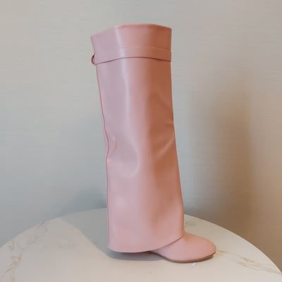 Fiorella Pink Long Fold Over Boot