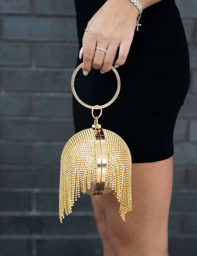 ASOS DESIGN cage sphere clutch bag in gold | ASOS