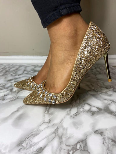 RIANA GOLD GLITTER PUMP