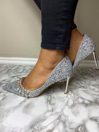 Riana Silver Glitter Pump